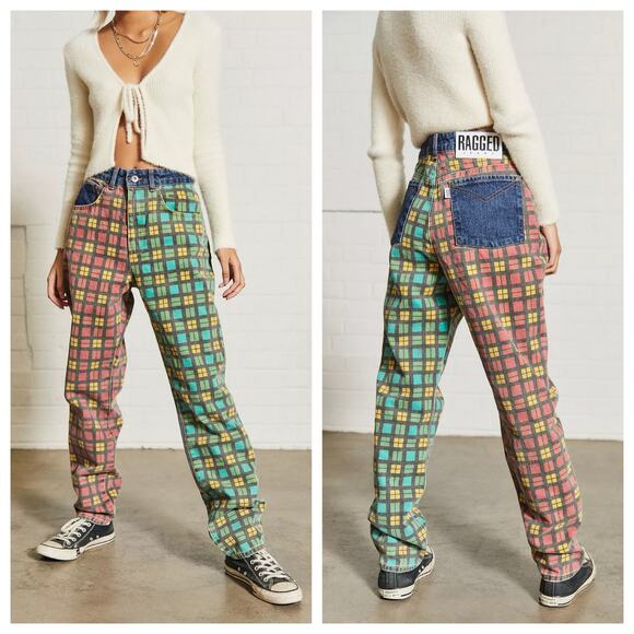 The Ragged Priest Hot Rod Mix Check Dad Jeans - 26 - Picture 9 of 16